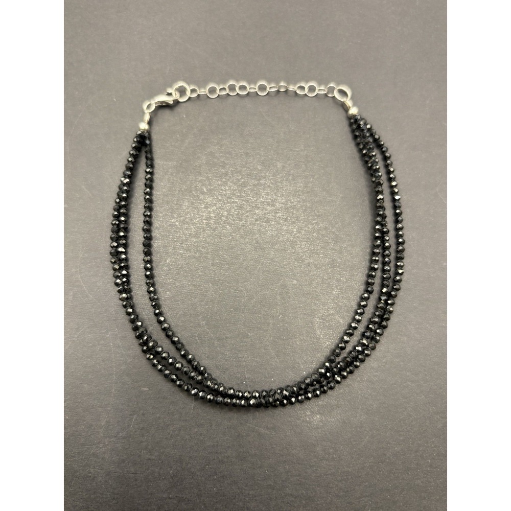 8.25" Sterling Silver Black Cubic Zirconia Strand Bracelet Extention H5